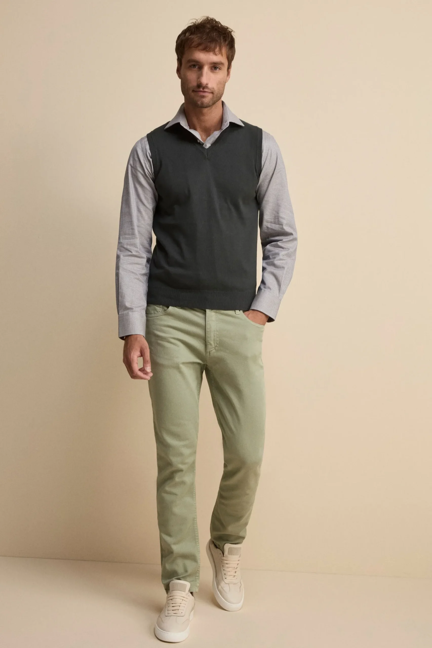 Pantalone Slim Fit Cinque Tasche in Denim - VERDINO