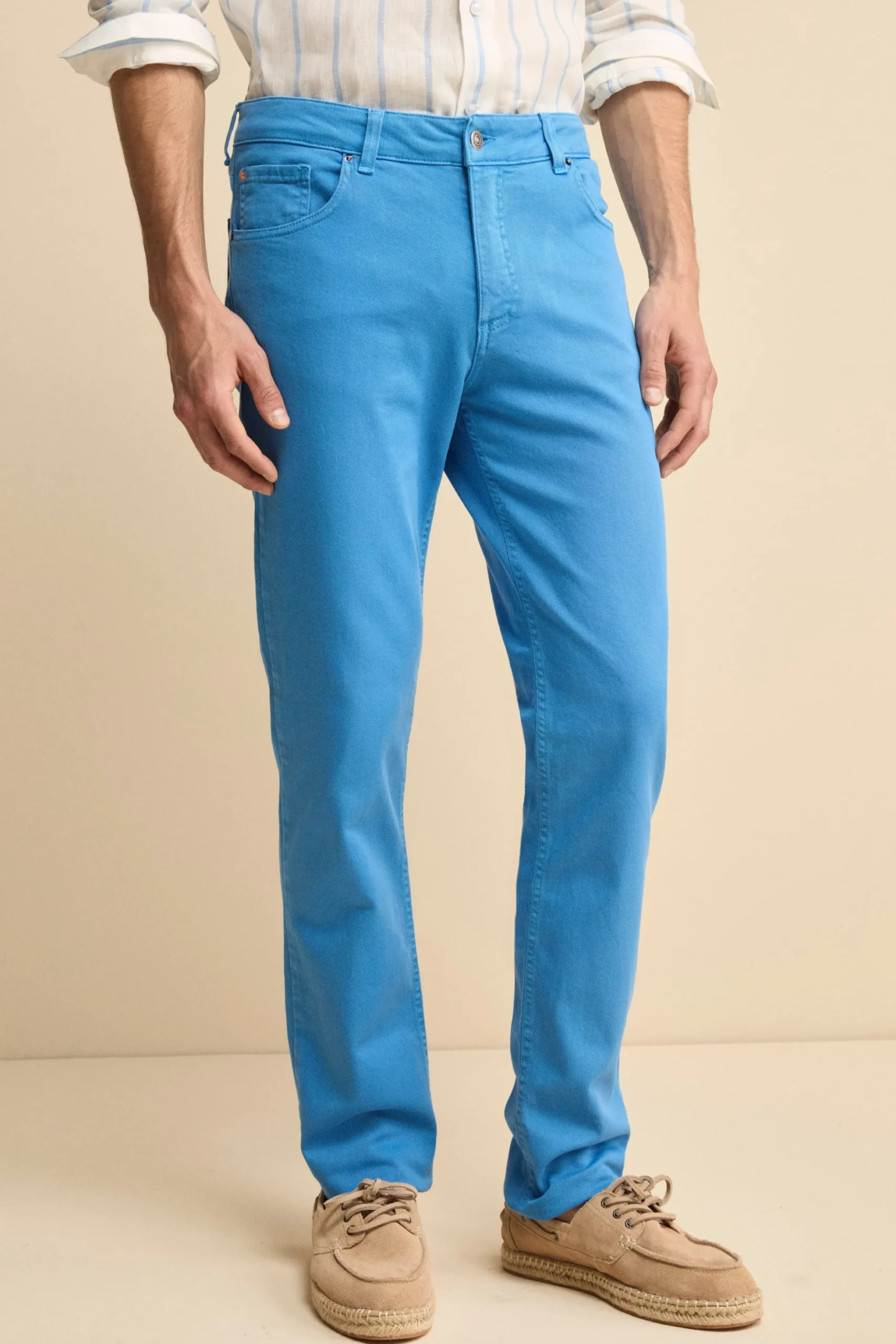 Pantalone Slim Fit Cinque Tasche in Denim - AZZURRO