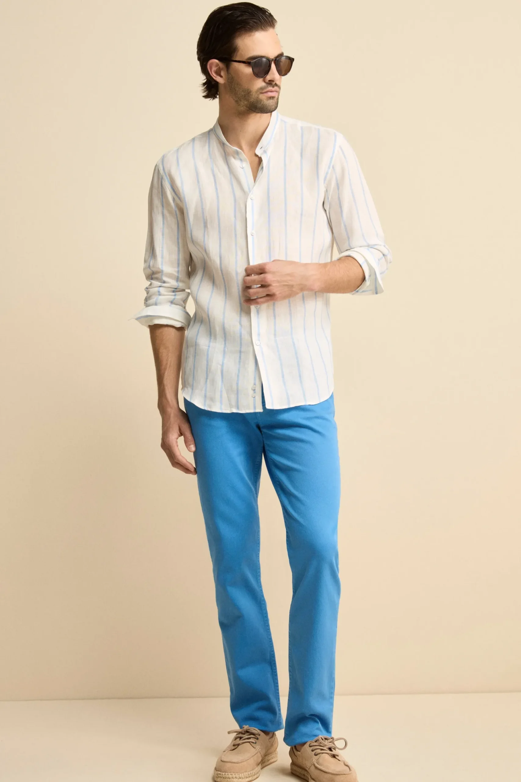 Pantalone Slim Fit Cinque Tasche in Denim - AZZURRO