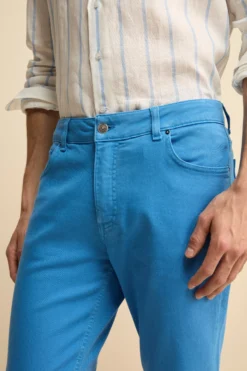 Pantalone Slim Fit Cinque Tasche in Denim - AZZURRO