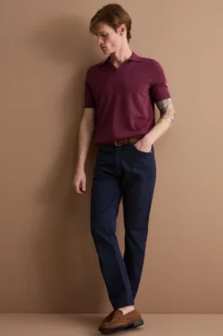 Pantalone Slim Fit Cinque Tasche in Denim - NAVY