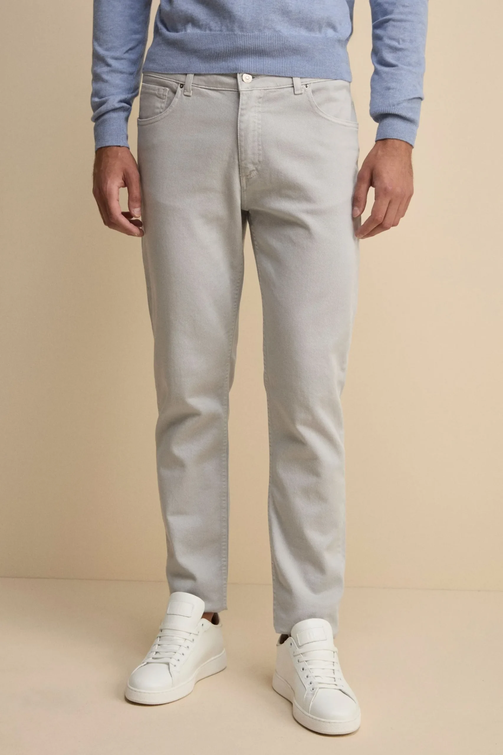 Pantalone Slim Fit Cinque Tasche in Denim - GHIACCIO