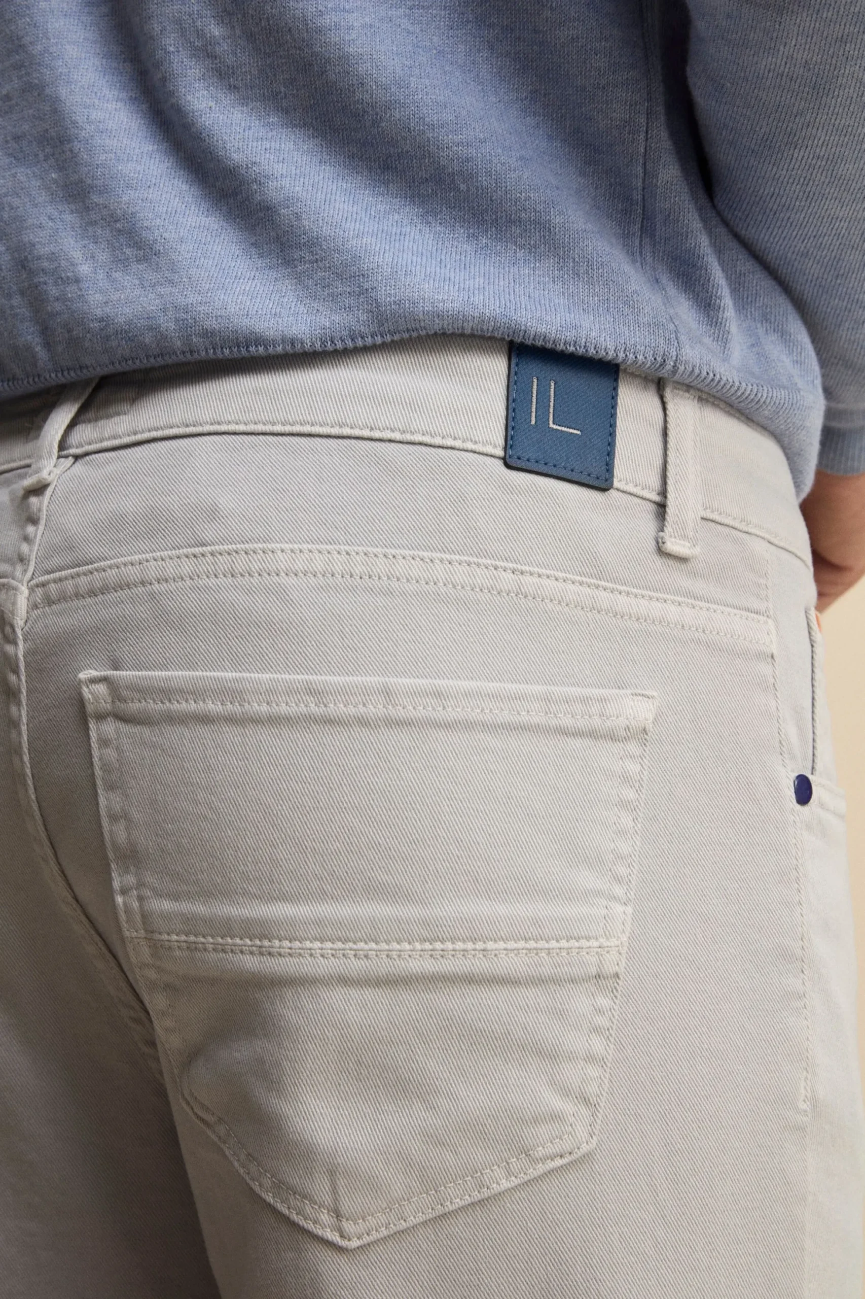 Pantalone Slim Fit Cinque Tasche in Denim - GHIACCIO