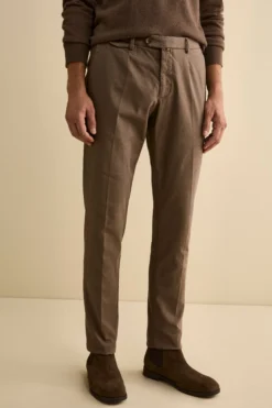 Pantalone Slim Fit in Cotone Armaturato - FANGO