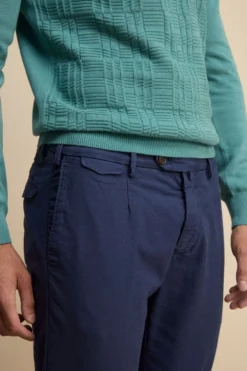 Pantalone Slim Fit in Cotone con Taschino - BLU