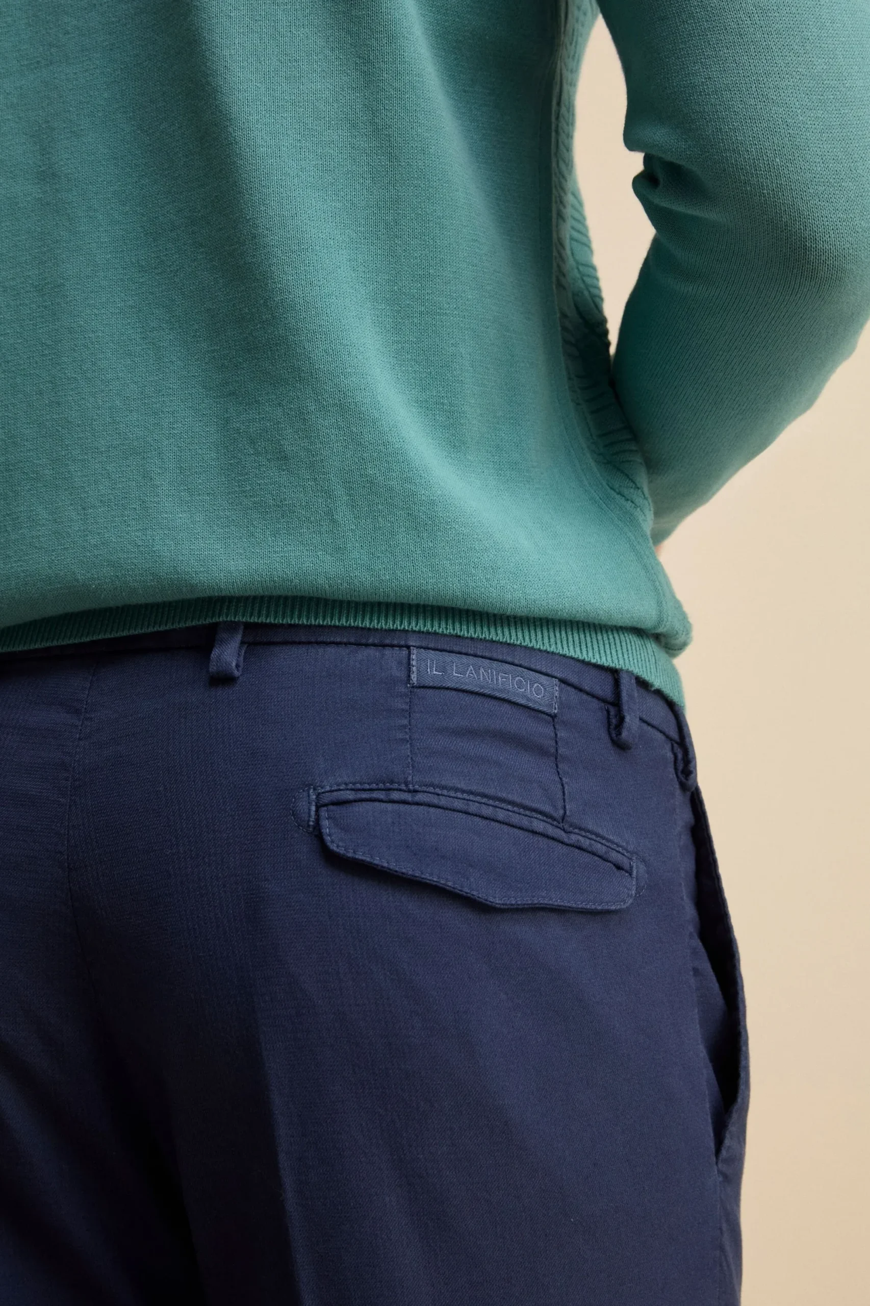 Pantalone Slim Fit in Cotone con Taschino - BLU
