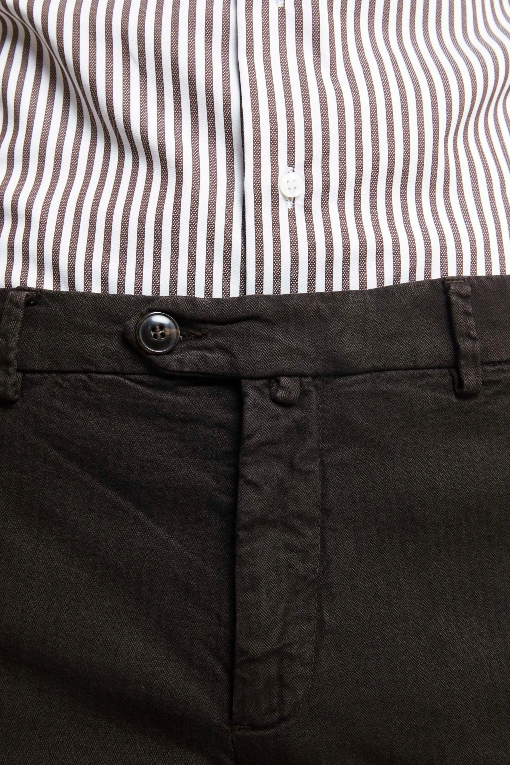 Pantalone Slim Fit in Cotone - MARRONE SPIGATO