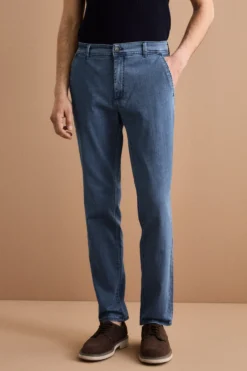 Pantalone Slim Fit in Denim di Cotone Stretch - DENIM