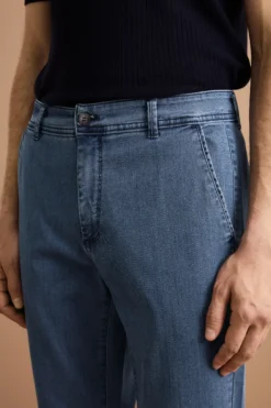 Pantalone Slim Fit in Denim di Cotone Stretch - DENIM