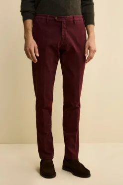 Pantalone Slim Fit in Gabardina Stretch - BORDEAUX