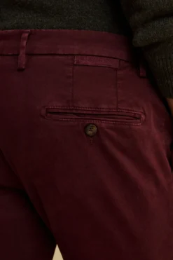 Pantalone Slim Fit in Gabardina Stretch - BORDEAUX