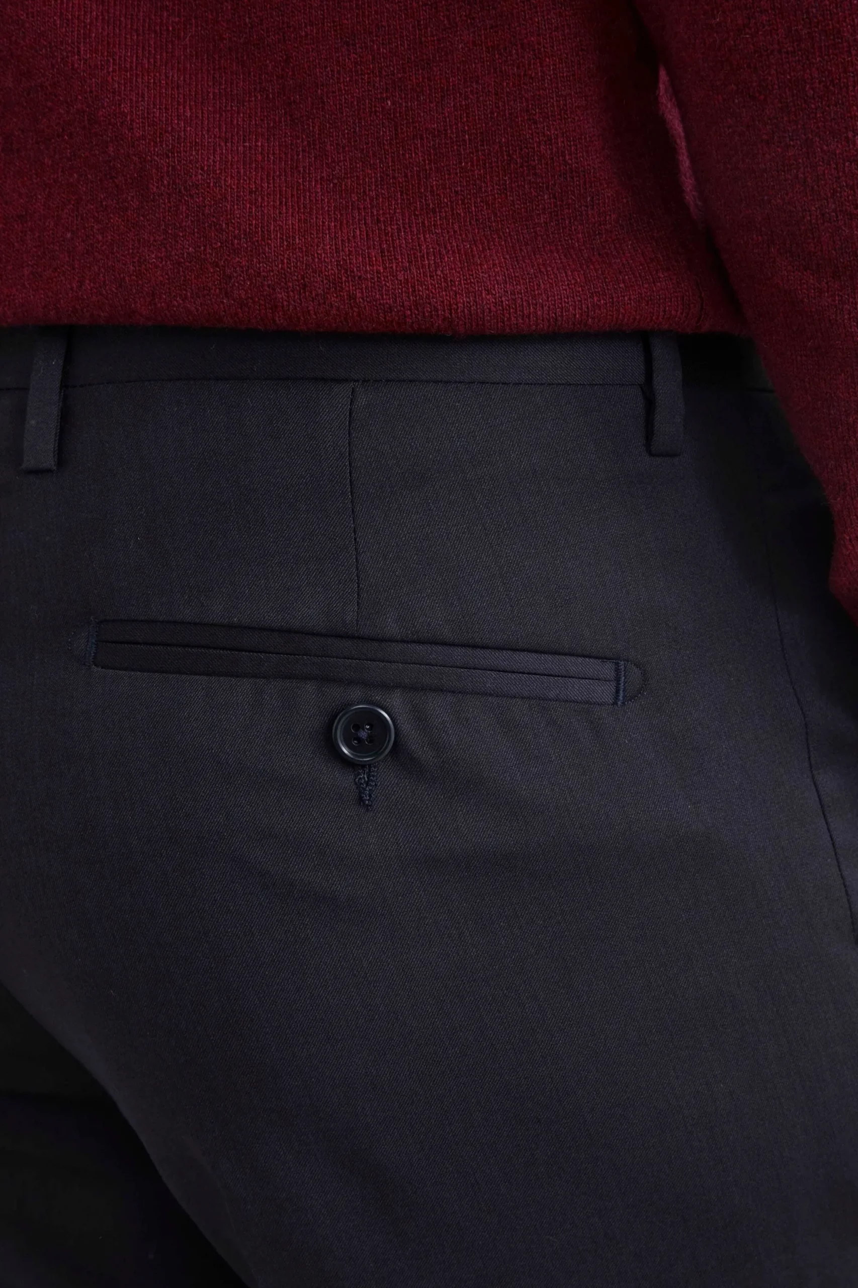 Pantalone Slim Fit in Lana - BLU