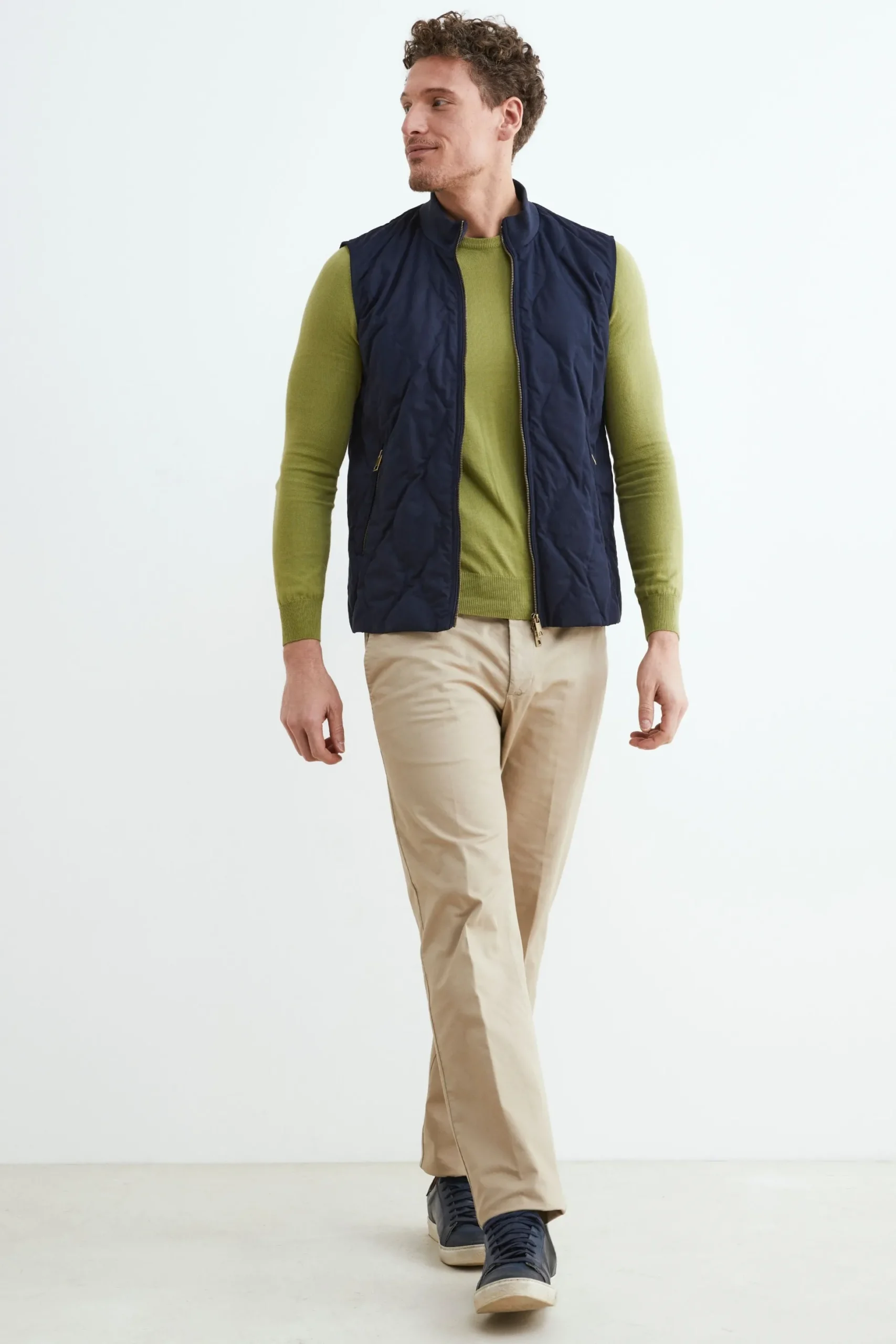 Pantalone slim in cotone - BEIGE