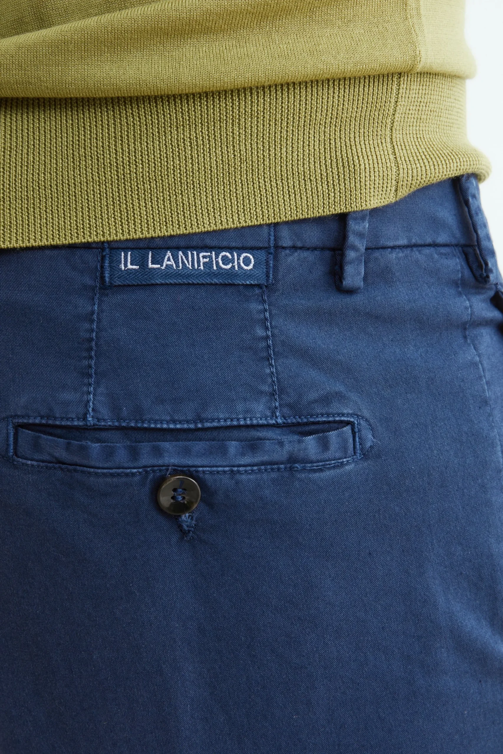Pantalone slim in cotone - BLU APERTO