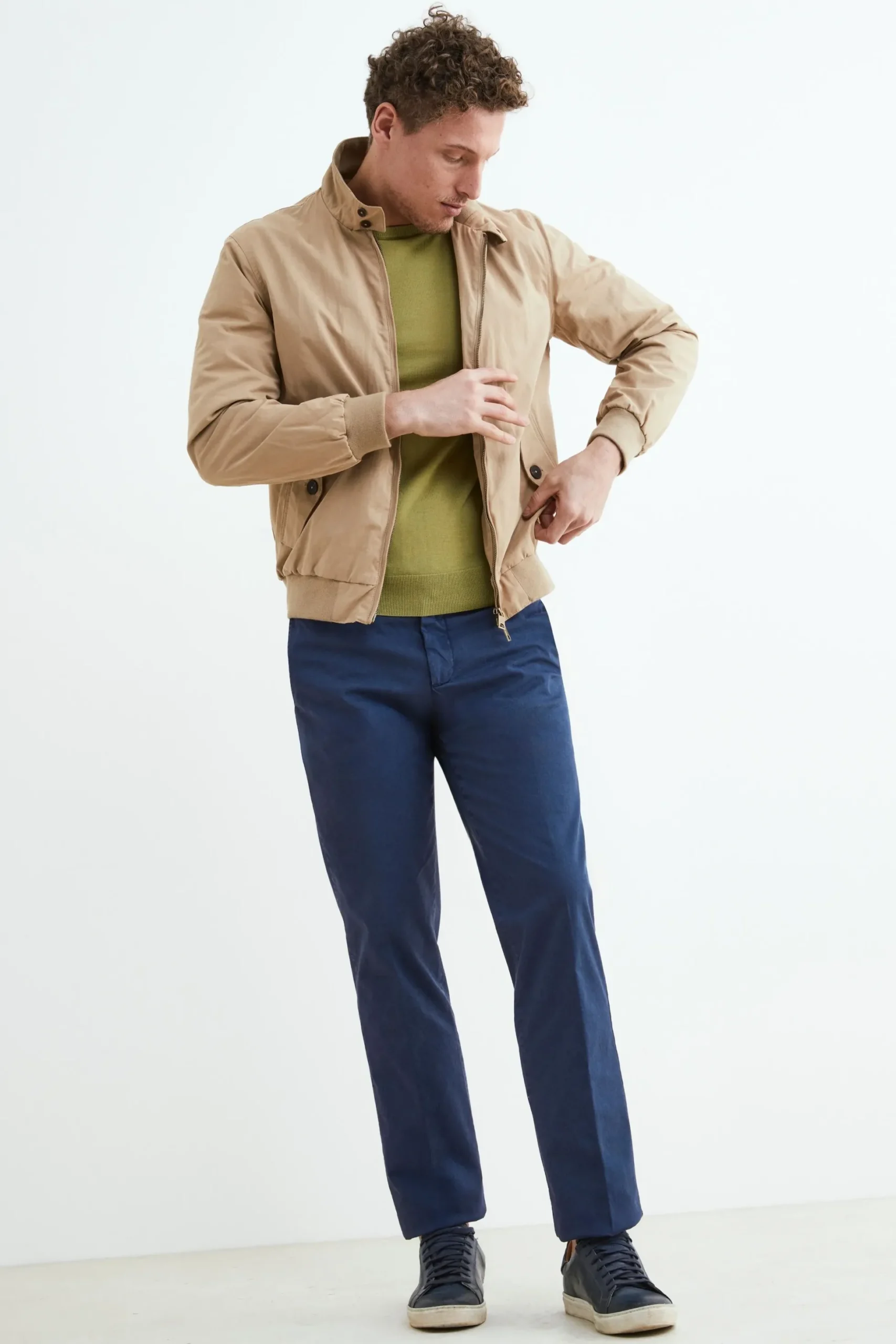 Pantalone slim in cotone - BLU APERTO