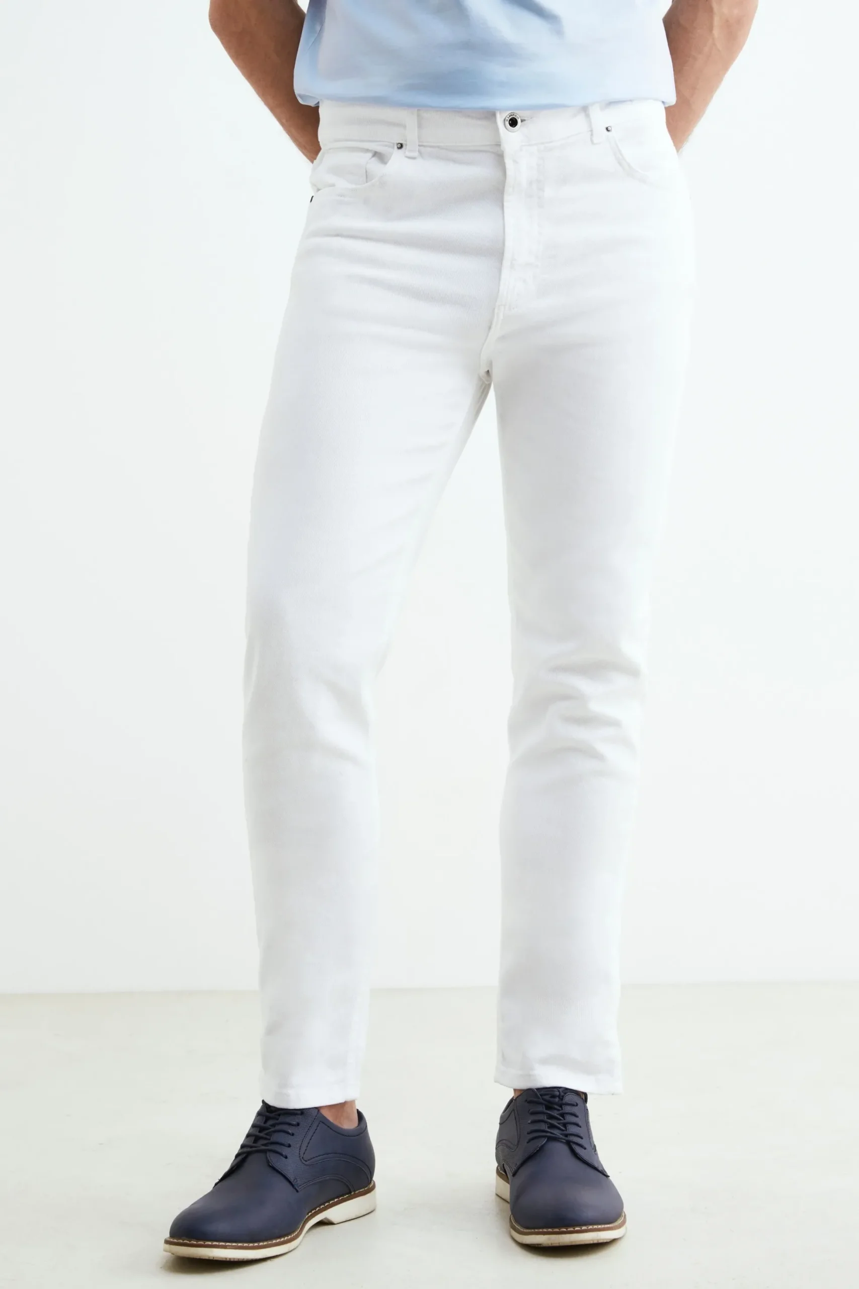Pantalone 5 tasche in cotone - BIANCO