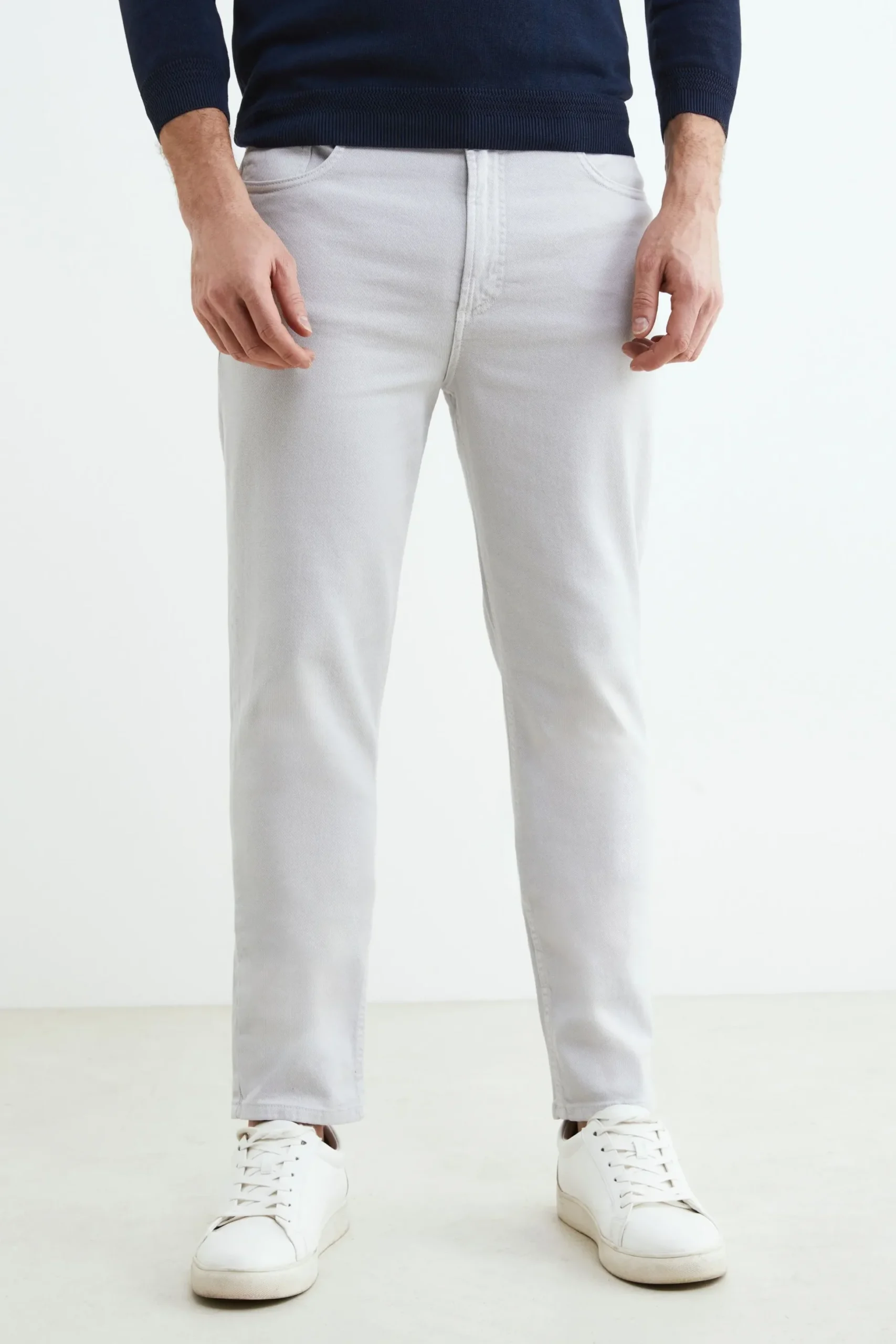 Pantalone 5 tasche in cotone - GHIACCIO