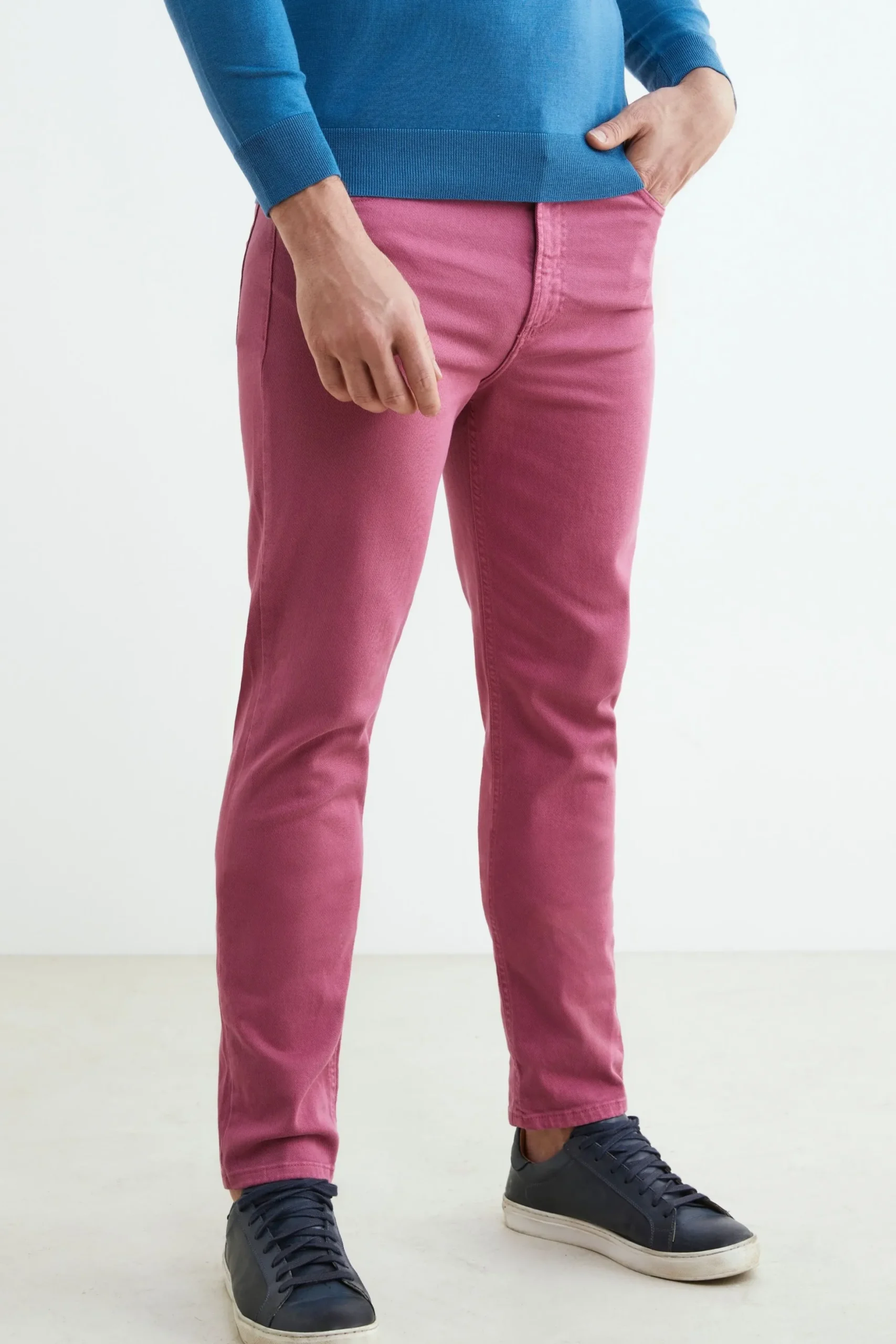 Pantalone 5 tasche in cotone - ROSA SCURO