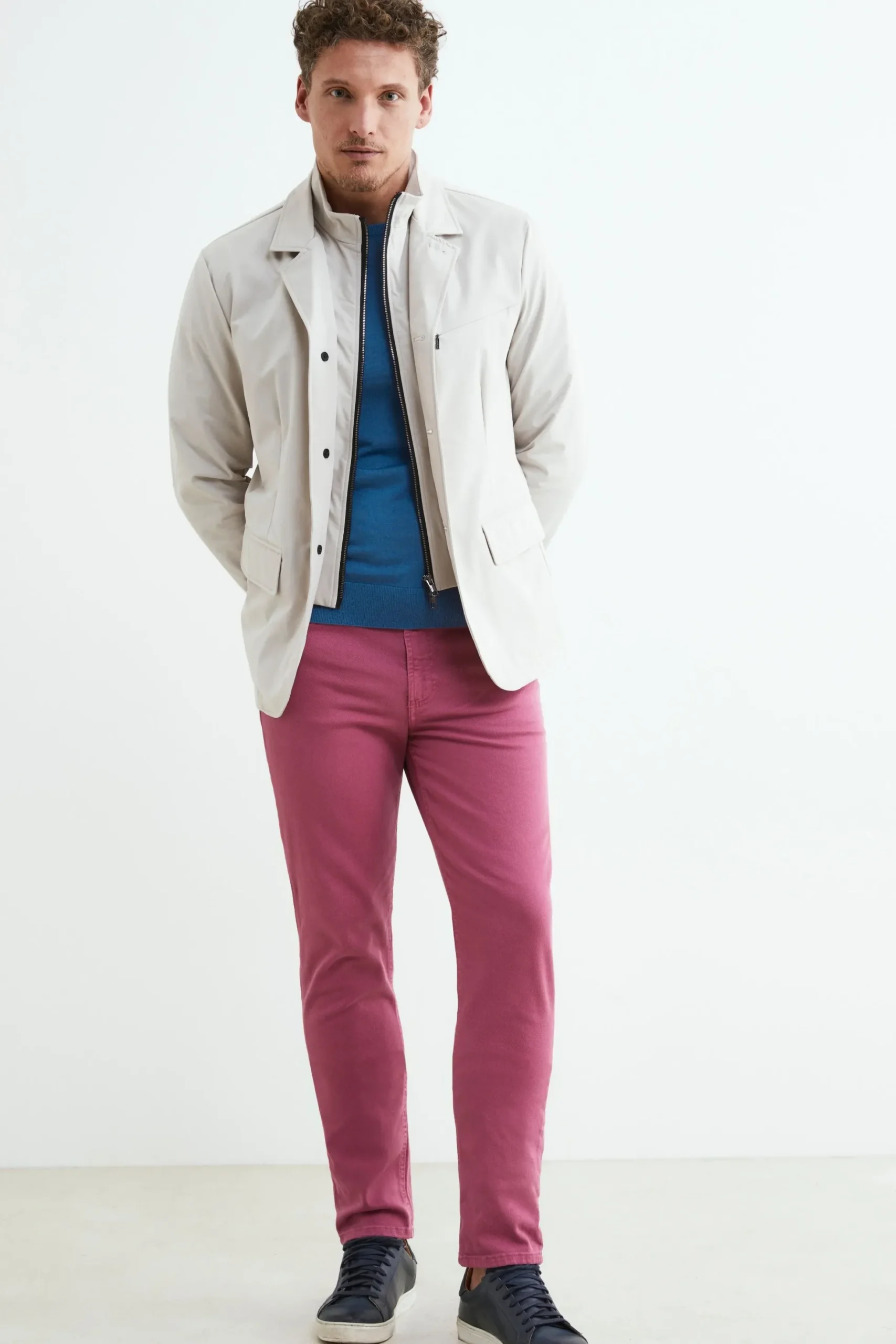 Pantalone 5 tasche in cotone - ROSA SCURO