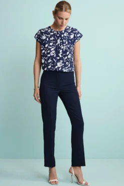 Pantalone Twill a Sigaretta con Spacchi - BLU