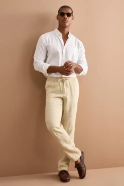 Pantalone Uomo in Lino con Coulisse ed Elastico - SABBIA