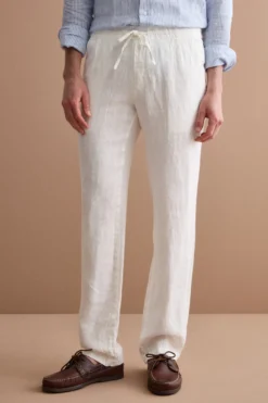 Pantalone Uomo in Lino con Coulisse ed Elastico - PANNA
