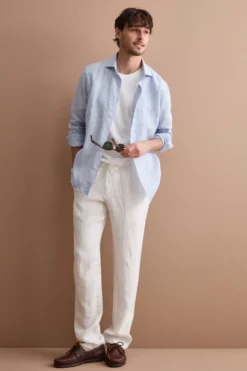 Pantalone Uomo in Lino con Coulisse ed Elastico - PANNA