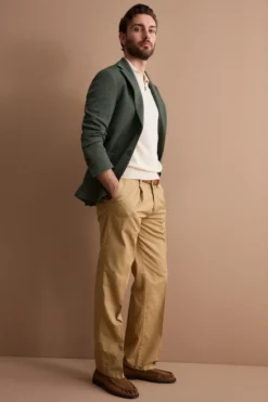 Pantalone Wide Fit in Misto Lino con Pinces - BISCOTTO