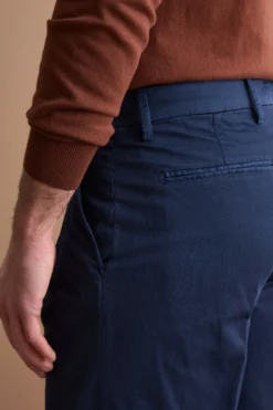 Pantalone Wide Fit in Misto Lino con Pinces - BLU