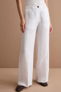 Pantalone Wide Leg in Lino - BIANCO