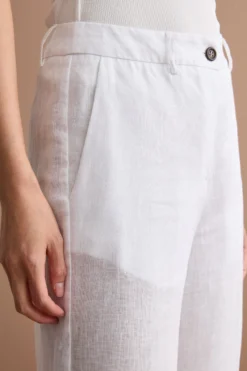 Pantalone Wide Leg in Lino - BIANCO