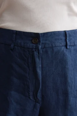 Pantalone Wide Leg in Lino - NAVY