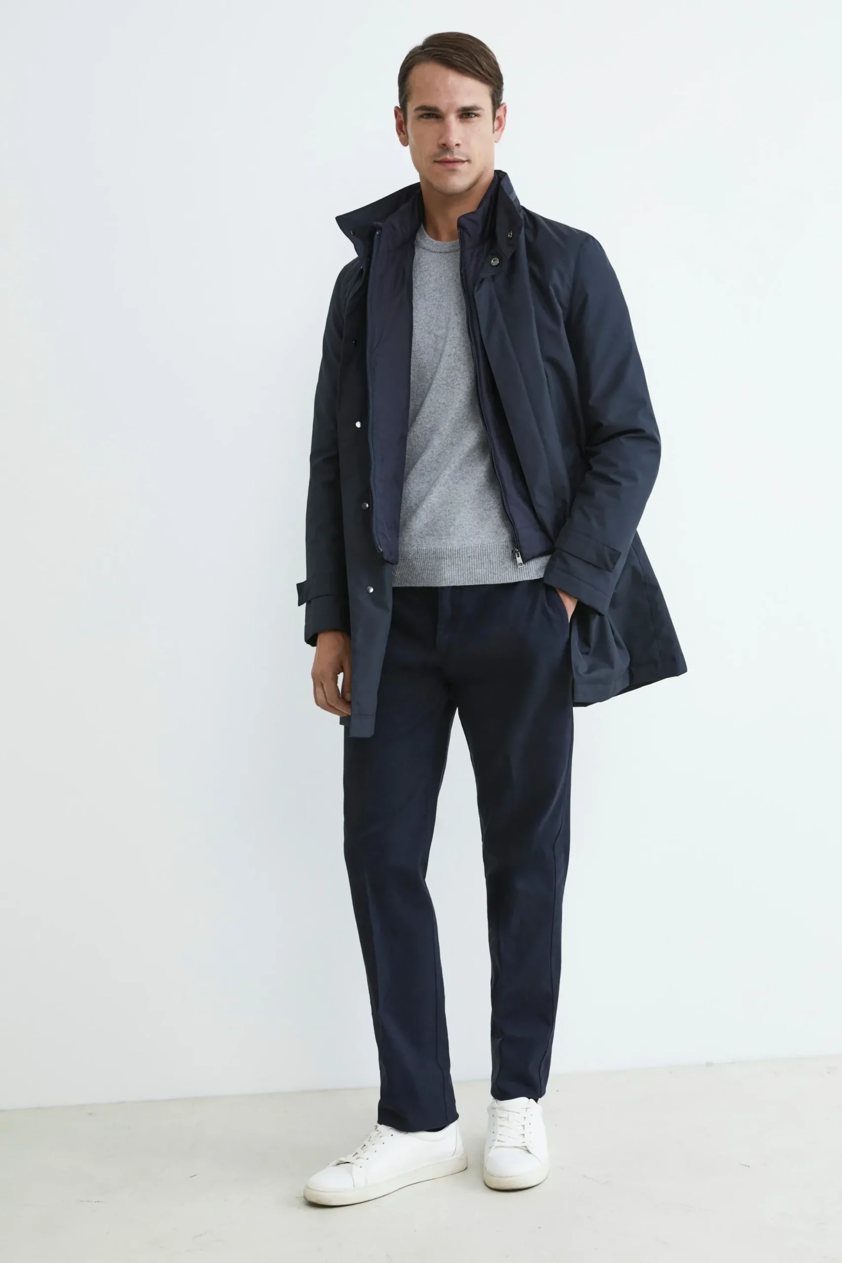 Pantaloni chino in gabardine - BLU NOTTE