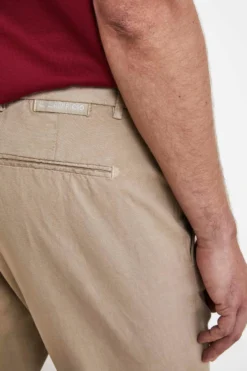 Pantaloni con pinces in cotone - BEIGE