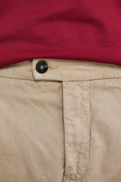 Pantaloni con pinces in cotone - BEIGE