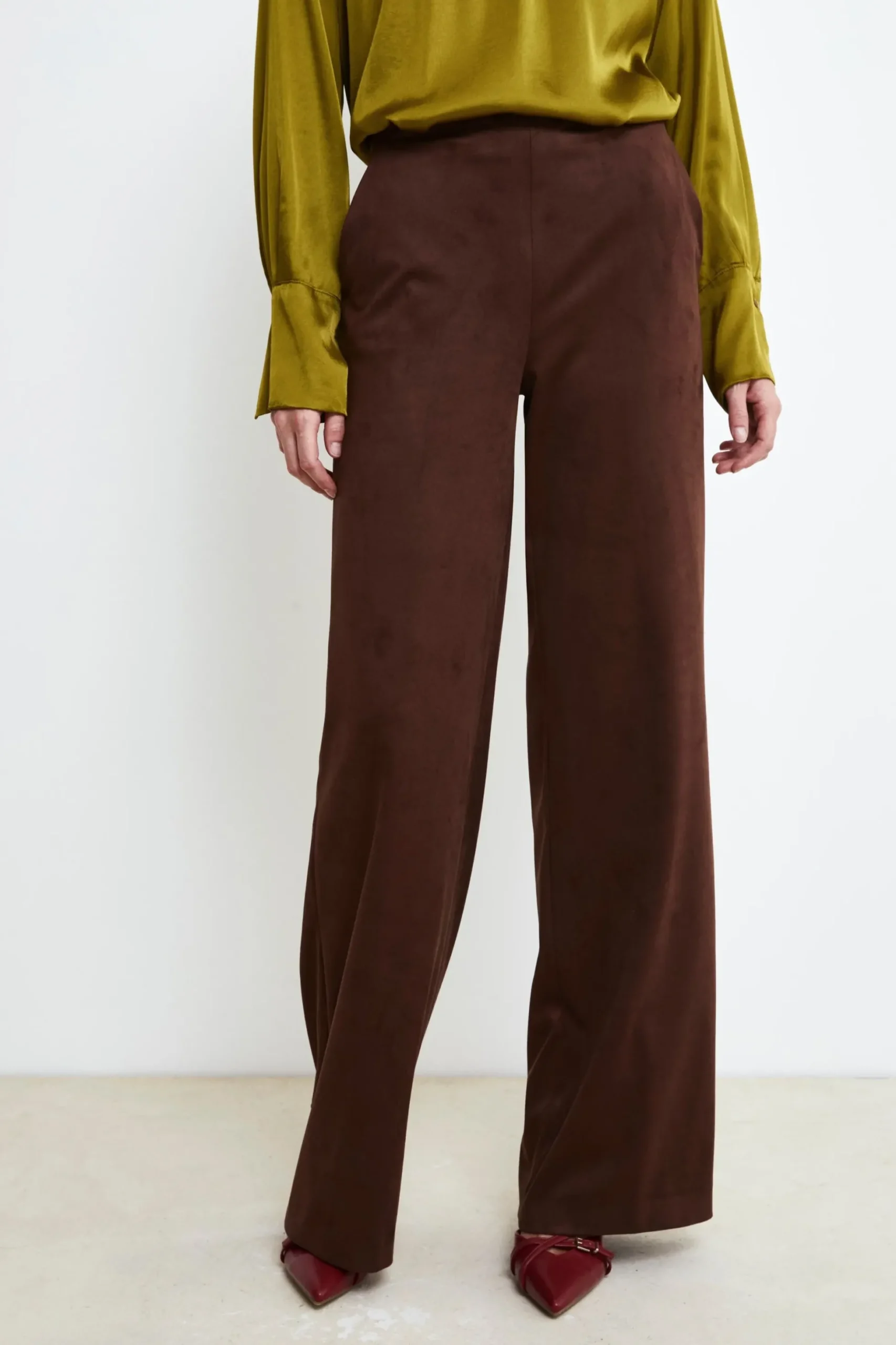 Pantaloni Daino a Palazzo - COGNAC