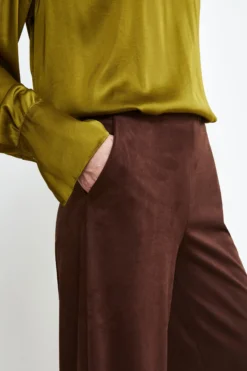 Pantaloni Daino a Palazzo - COGNAC