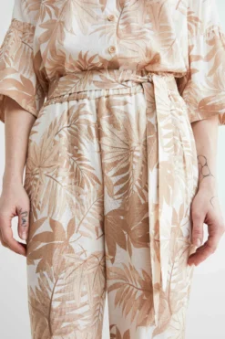 Pantaloni in lino a palazzo - FANT. BEIGE