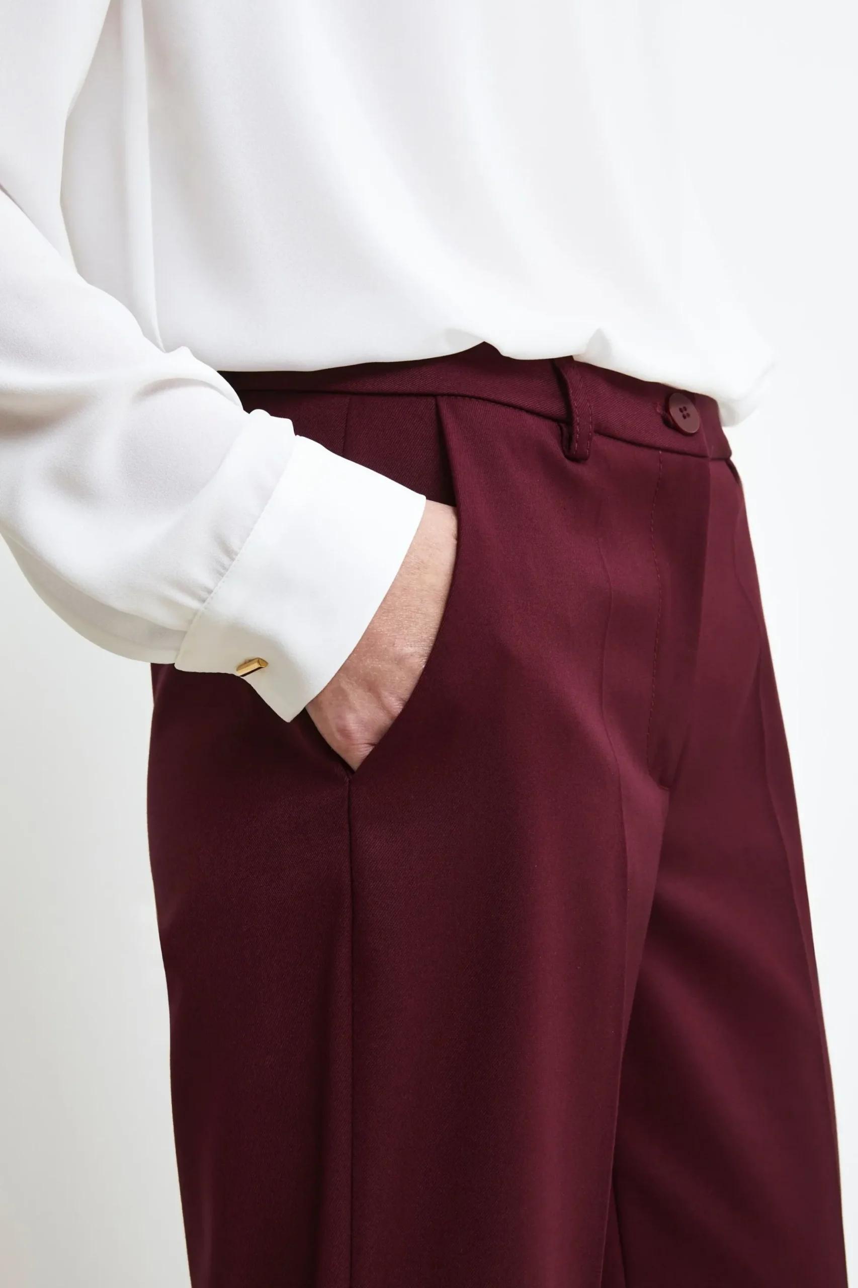 Pantaloni Morbidi Gamba Larga - BORDEAUX