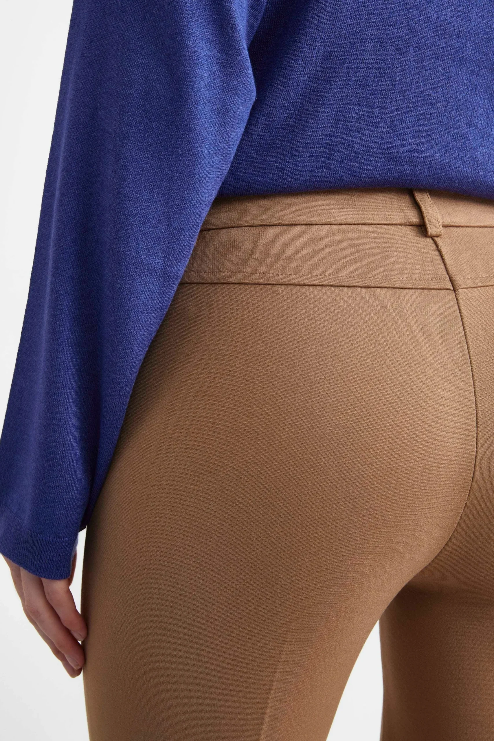 Pantaloni slim in jersey - CAMMELLO