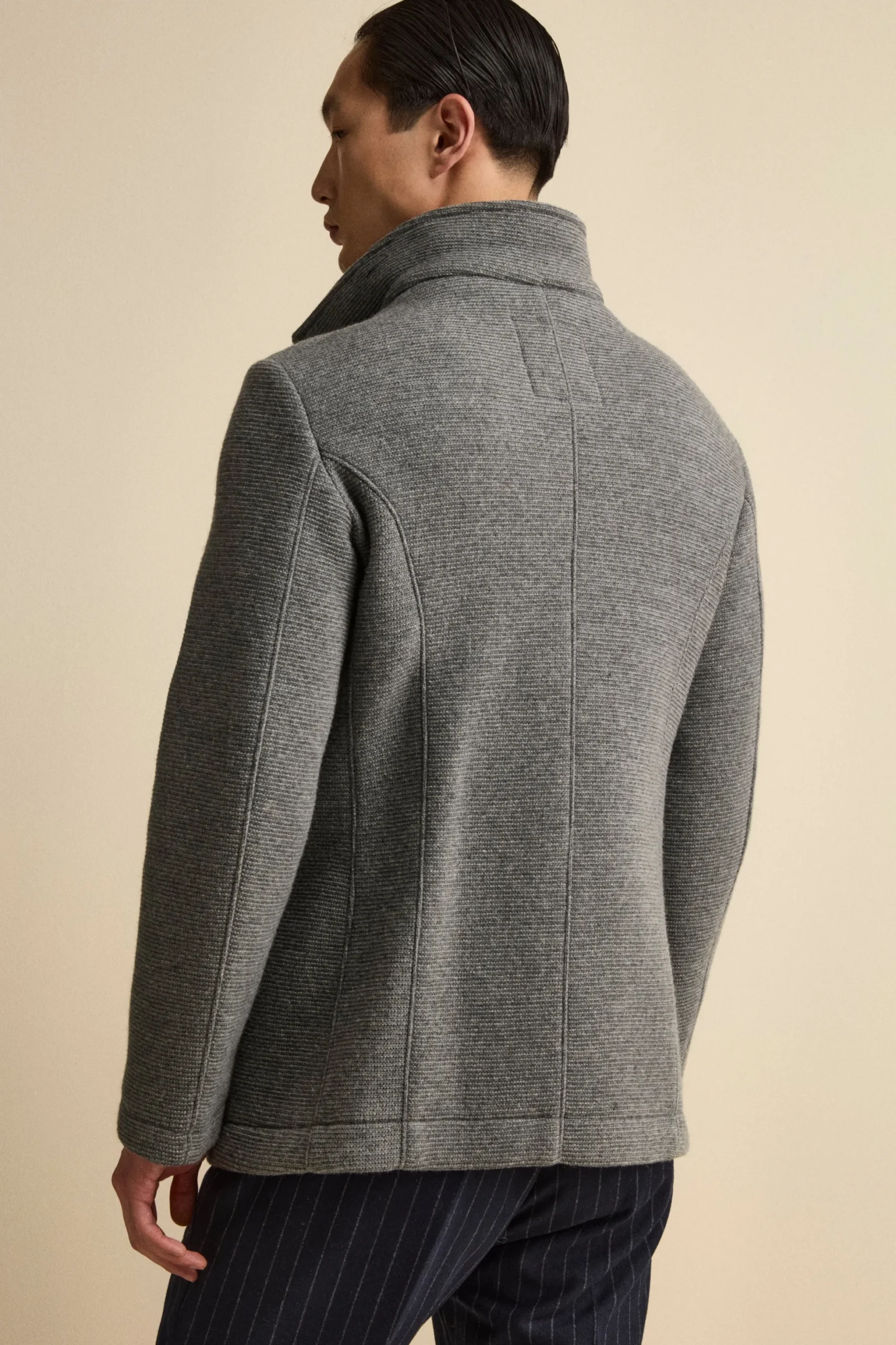 Peacoat Doppiopetto in Misto Lana con Pettorina - GRIGIO MELANGE