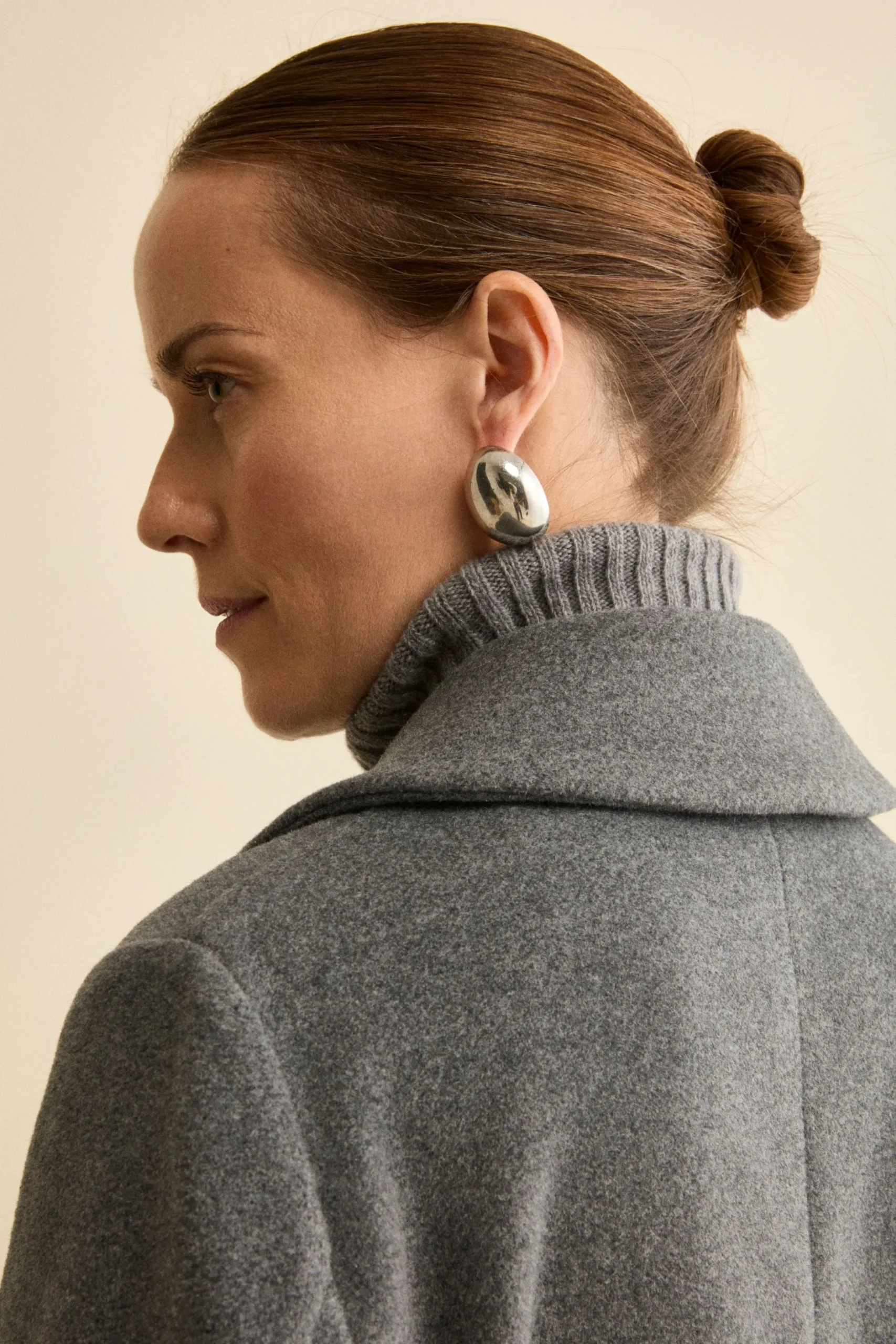 Peacoat Doppiopetto in Misto Lana con Martingala - GRIGIO