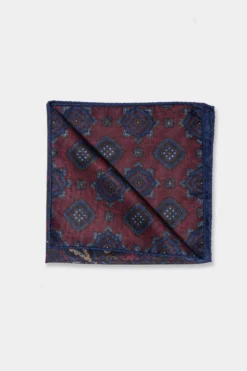 Pochette fantasia lana e seta - BLU/ARANCIO