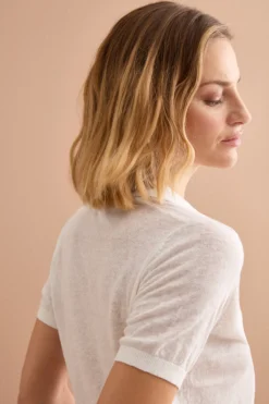 Polo Boxy Donna con Scollo a V - BIANCO