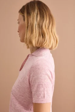 Polo Boxy Donna con Scollo a V - ROSA