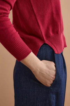 Polo Boxy Serafino in Cotone con Manica Lunga - BORDEAUX