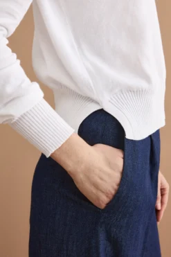 Polo Boxy Serafino in Cotone con Manica Lunga - BIANCO