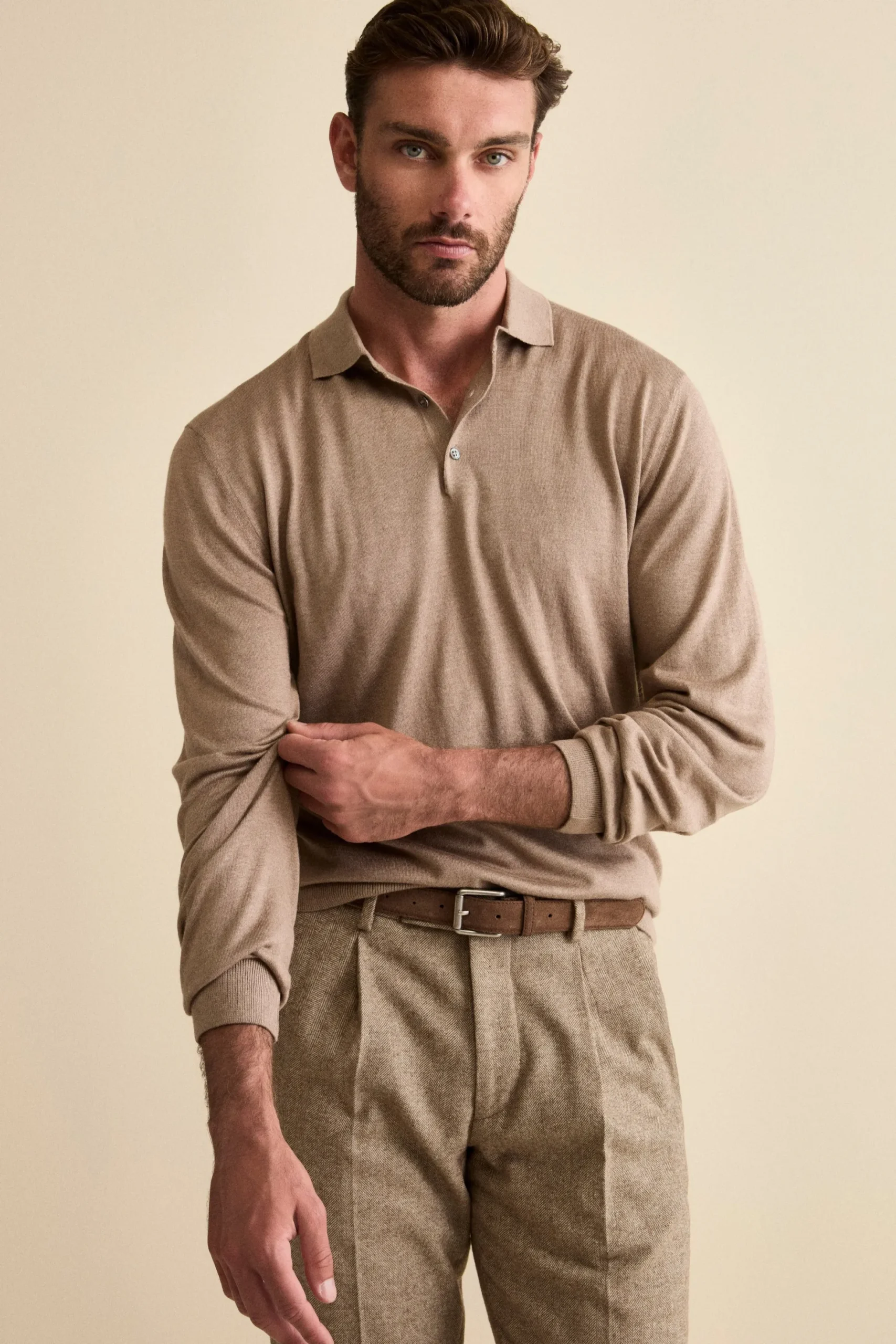 Polo con Bottoni in Seta e Cashmere - VISONE