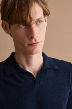 Polo Derby in Cotone Bouclé - BLU