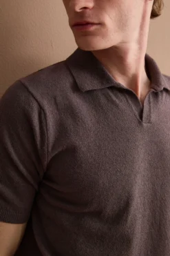 Polo Derby in Cotone Bouclé - MARRONE